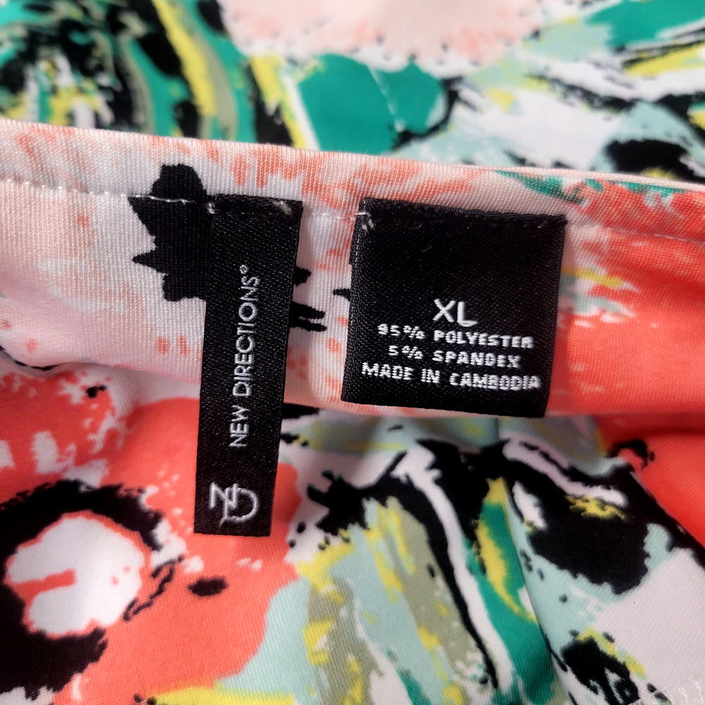 ND New Direction Floral Top Womens XL Bright Lace-Up Side High Low 3/4 Sleeves - Picture 5 of 12